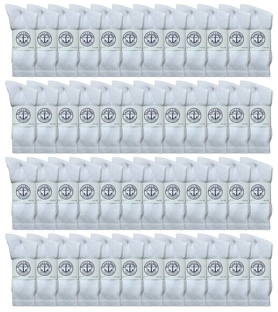 48 PK Mens Wholesale Bulk Cotton Socks, Athletic Sport Socks Shoe 8-12 (White)