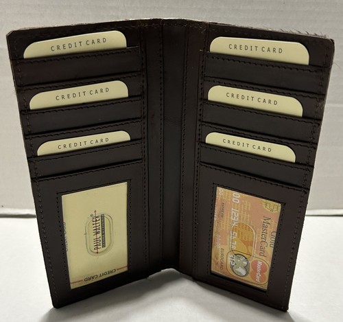 Genuine Leather hair-on Cross Checkbook Cover Organizer Wallet Men Women New - Picture 6 of 6