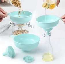 1‑Pack Wide Mouth Kitchen Funnel 3‑in‑1 – Spout, Strainer & Jar Filler