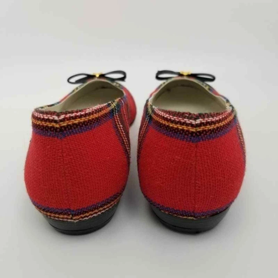 Tog Shop женщин красный черный клетку балет плоский туфли бант слипоны размер 9 2A - Изображение 3 из 4