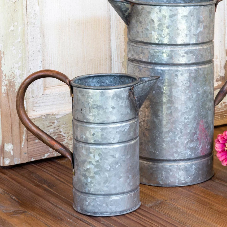 WATERING CAN Farmhouse Galvanized Tin/Copper Small Southern Charm Flower Vase  - Image 2 of 4