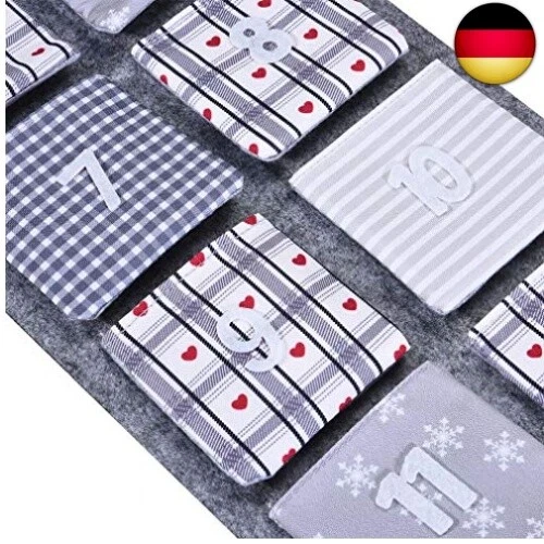 KOHMUI Adventskalender zum befüllen, Weihnachtskalender zum Aufhängen und s - Bild 4 von 6