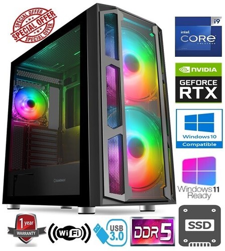 i9 GAMING PC -INTEL CORE i9 14900K 32GB DDR5 RAM 2TB SSD 4TB HDD GEFORCE RTX4090 - Picture 1 of 14