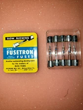 Qty 1 Tin box of 5 BUSSMAN-FUSETRON-MDL 1/32A, 250 V (3AG-SB) Slow Blow FUSES