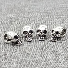 4 Sterling Silver Small Skull Beads Punk Skeleton Spacers