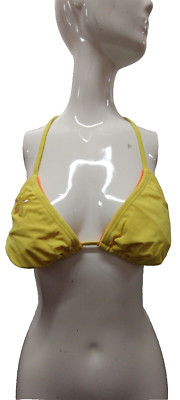 90s Summer Bikini Bra 1990s yellow raver festival busty S/M sequin flower no tag