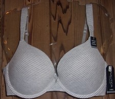 Nautica Demi Stripe Super Soft Bra NT7460 Gray White Size: 36 C NWT 64