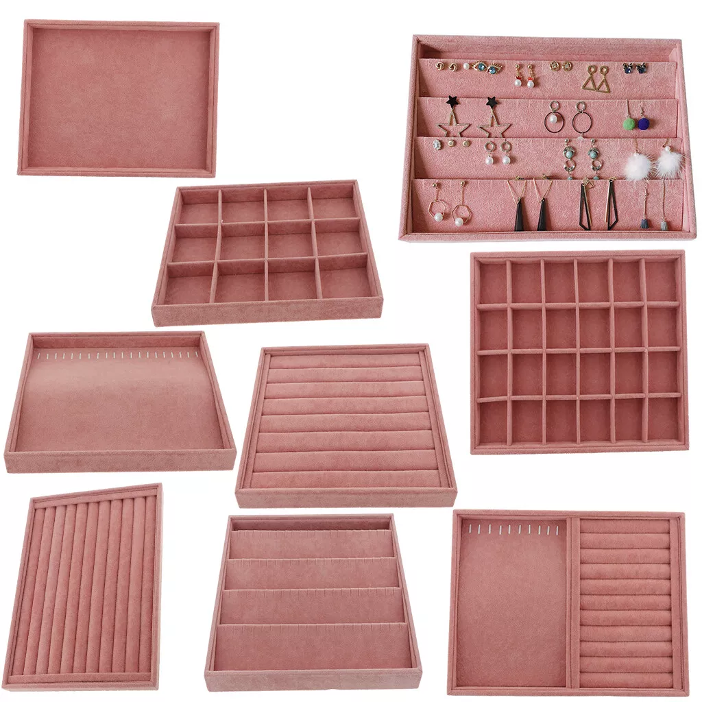 Velvet Jewelry Displays Rectangle Color for Rings Earrings Organizer Box  Tray Holder Jewelry Storage Case Showcase