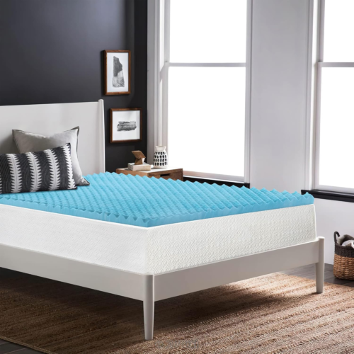 King Size 1-Inch Convoluted Gel Memory Foam Mattress Topper Cooling Supportive