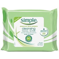 2 Pack Simple Cleansing Facial Wipes Sensitive Skin 25 Wipes Each on sale 2 Pack Simple Cleansing Facial Wipes Sensitive Skin 25 Wipes Each on sale