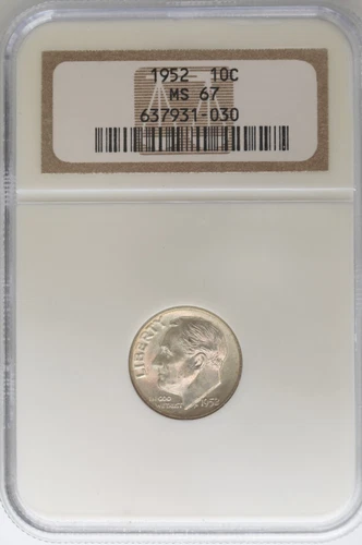 1952 ROOSEVELT DIME 10c SILVER NGC MS67