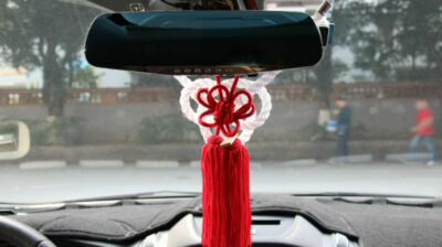 A Set New VIP Car Charm JDM Fusa Red Kiku JP Knot & White A Set New VIP Car Charm JDM Fusa Red Kiku JP Knot & White