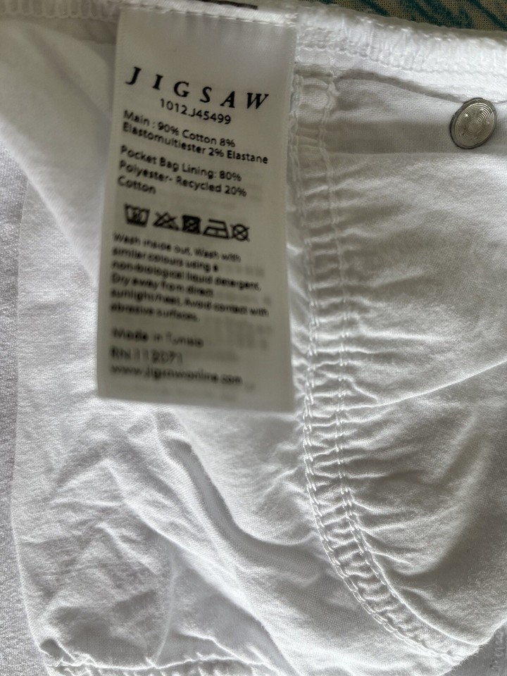 white Jigsaw jeans size 30waist 29”inner Leg eBay