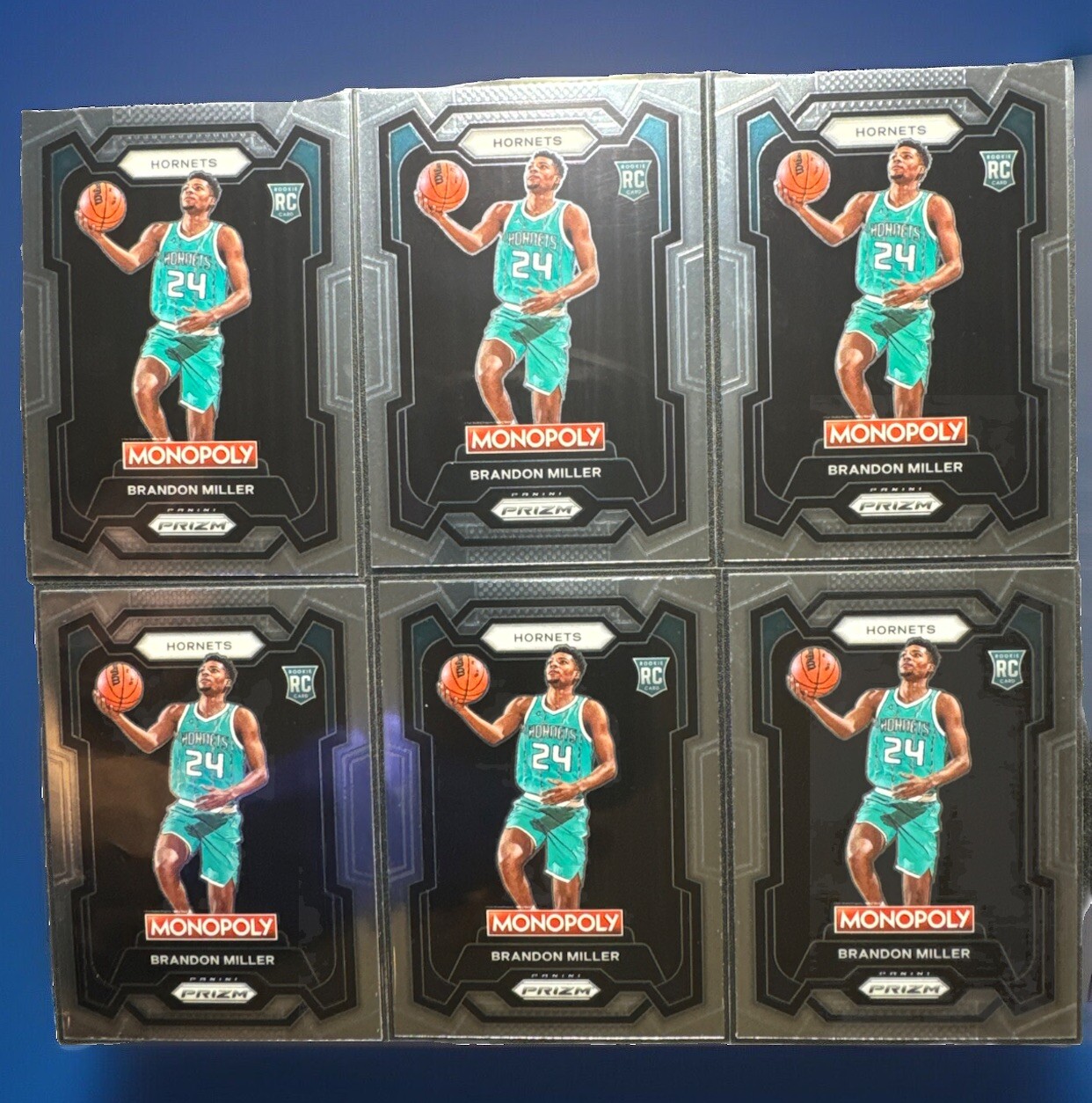 2023-24 Prizm Monopoly Brandon Miller Rookie 6 Card Base RC Lot Hornets