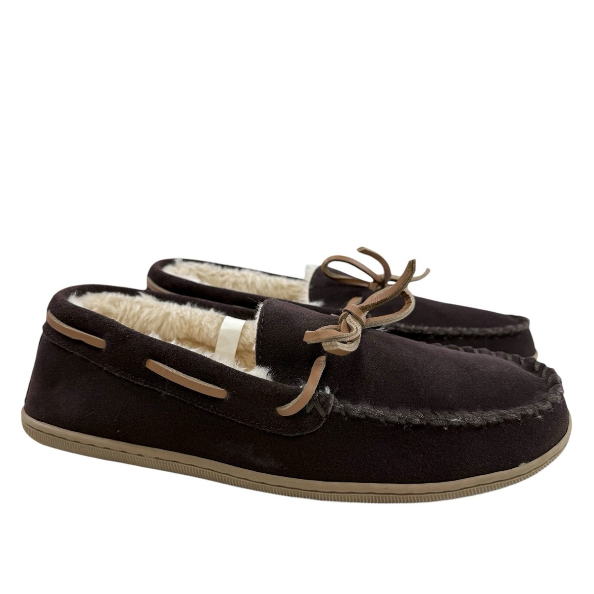 J. Crew Sherpa Brown Suede Slip-On Slippers Men display picture 2