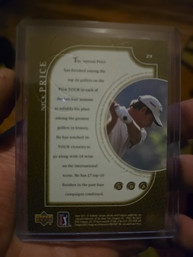2001 UPPER DECK SP NICK PRICE AUTHENTIC GOLD CARD 108/500 #29 - Picture 2 of 2