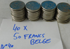 LOT 40 Pieces monnaie 50 FRANCS BELGES NICKEL royaume BELGIQUE roi Baudouin Ier