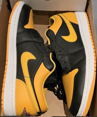 Nike Air Jordan 1 Low Black Yellow Ochre White 553558-072 Men's Size 10.5 