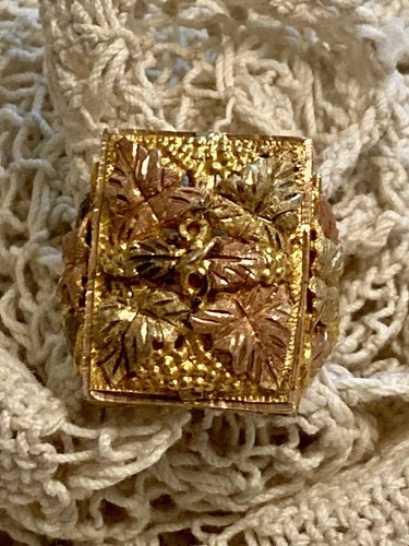 10K GROSSER BLACK HILLS & GELB MASSIV GOLD HERRENGRÖSSE 10,5 VINTAGE RING 14G mit Gewicht