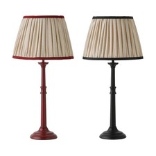 Candlestick Table Lamp Base Linen Pleated Shade Traditional Living Room Light