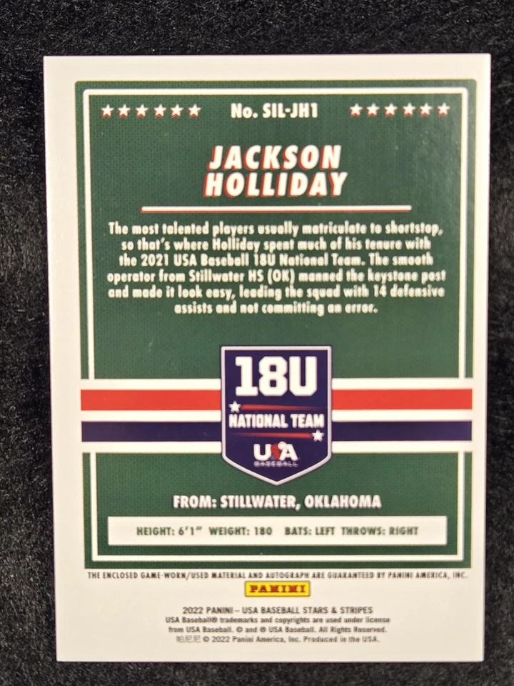 2022 Stars & Stripes Jackson Holliday Silhouettes Patch Auto 97/150, SIL-JH1 - Image 2 of 2