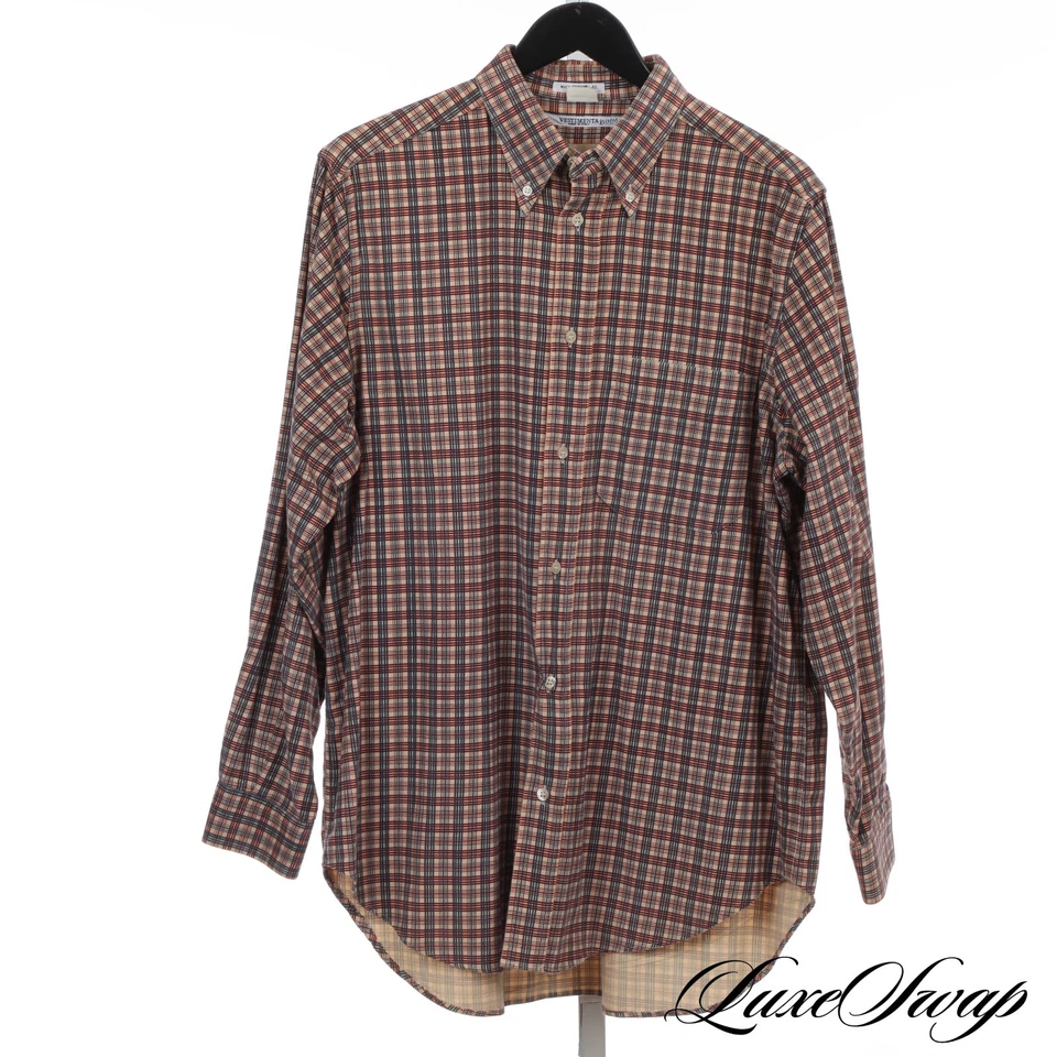 Camisa Vestimenta Hecha en Italia Azul Mantequilla Óxido Multi Cuadros Pana Otoño 16 Sin Reserva Foto 3 de 4