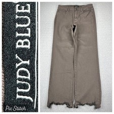 Judy Blue Baggy Wide Leg Jeans Women 11/30 Fits 31X32 Brown Raw Hem High Rise
