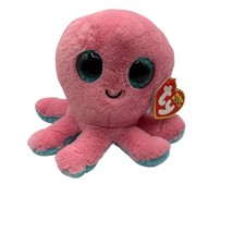 Ty Beanie Boos Sheldon The Octopus Big Blue Glitter Eyes 6" Style NEW