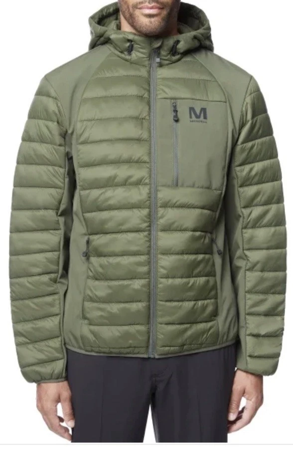 Merrell Men's Hooded Mixed Media Puffer Softshell Jacket