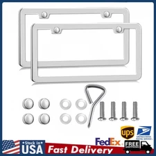 License Plate Frames Silver License Plate Frames 2 Pack 2 Holes Rust-Proof