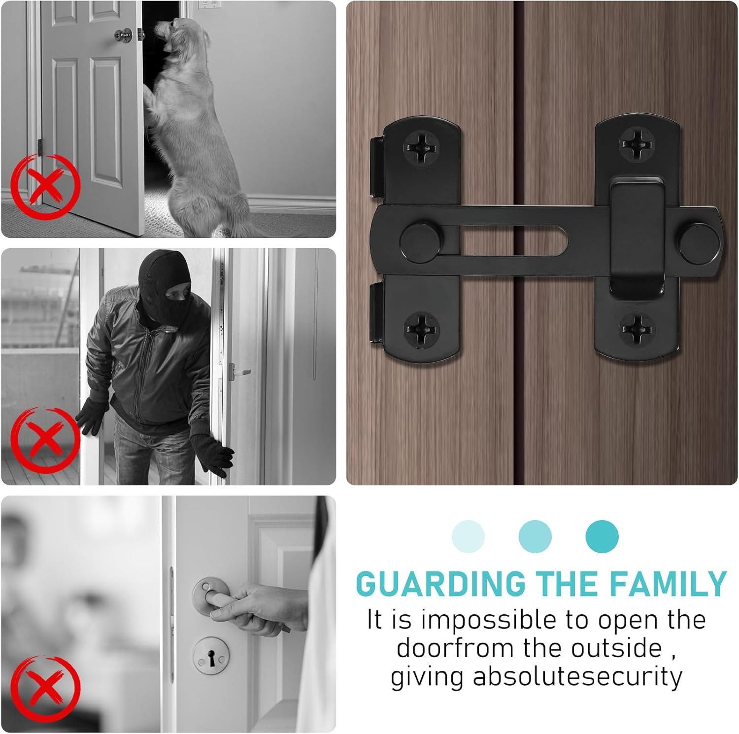 2PCS 180° Flip Sliding Barn Door Locks Latches Black Gate Bolt Lock for Bathroom