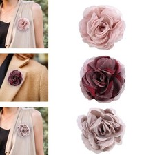 Silk Fabric Flower Brooch Rose Brooch Large Corsage Flower Hair Clip Clothing