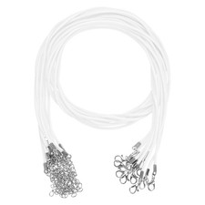 10 Pack 24" Waxed Necklace Cord, 2mm Bracelet Cord with Lobster Clasp White