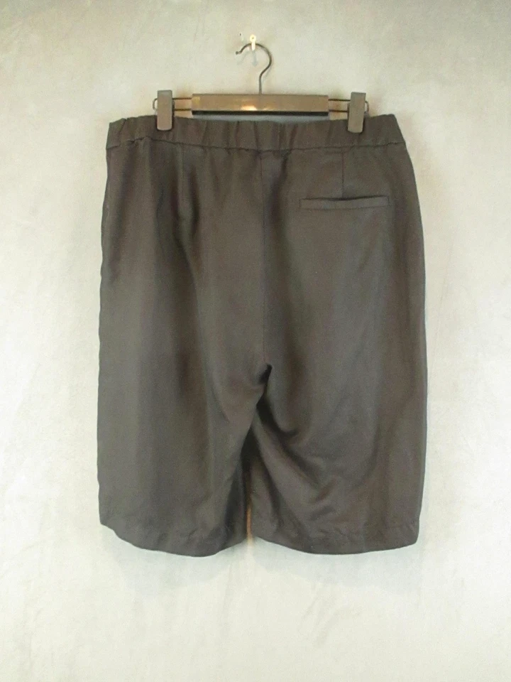 Pantalones Cortos Eileen Fisher Mujer 10 Negros Tencel Mezcla de Lino Bermudas Cintura Elástica Foto 4 de 4