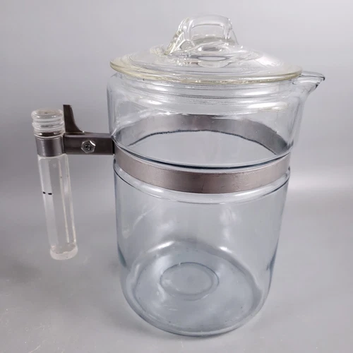 Vintage PYREX FLAMEWARE BLUE GLASS 8 Cup Stovetop Coffee PERCOLATOR
