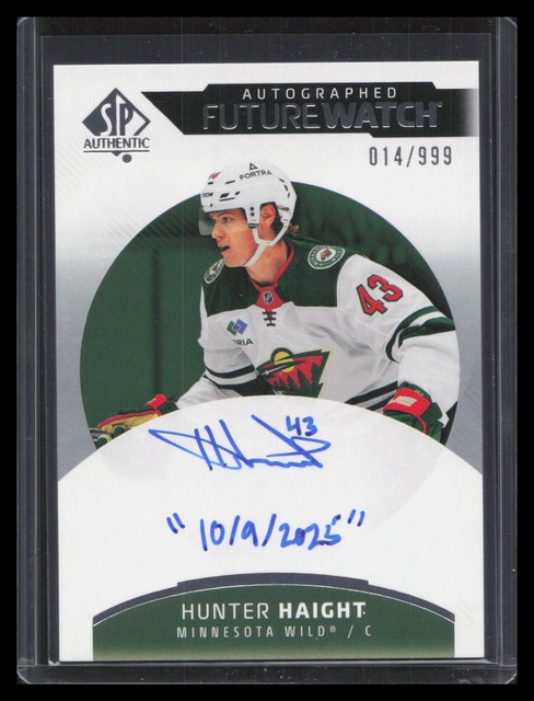 Hunter Haight Auto INSCRIBED 2025-26 SP Authentic #182 Future Watch #/999
