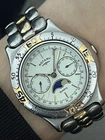 Rotary MoonPhase Men’s 1990’s Silver Gold Vintage Watch Day/Month Diver Case