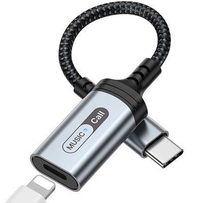 USB Audio Adapter for iPhone Lightning Headphones, to Female for MFi Certifie...