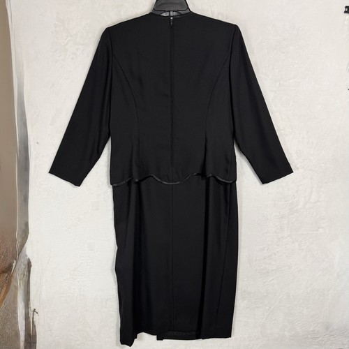 Vintage Beaded One Piece Jacket Dress Size 14 P Black Formal Elegant Embroidered - Picture 16 of 17