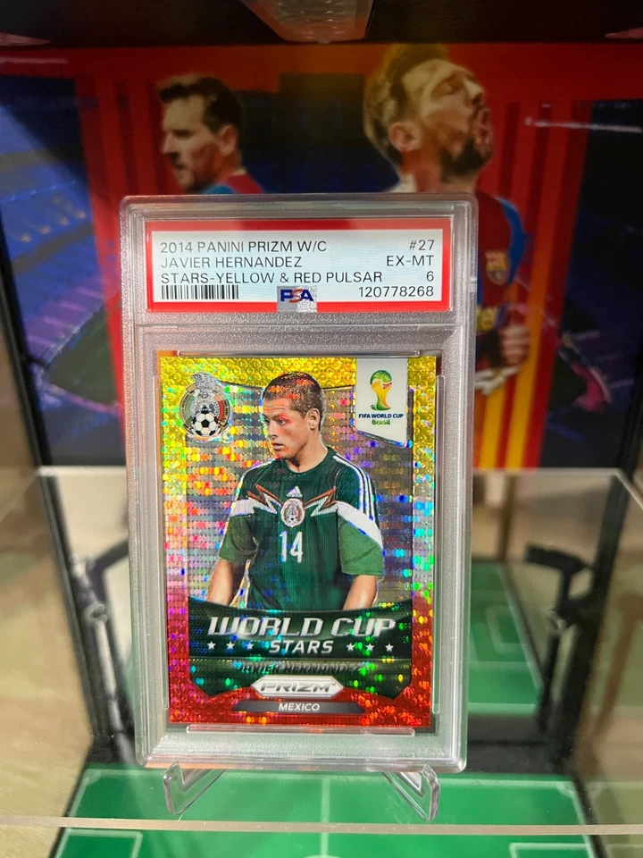 2014 Panini Prizm World Cup Stars JAVIER HERNANDEZ Stars-Yellow & Red #27 PSA 6 - Image 2 of 4