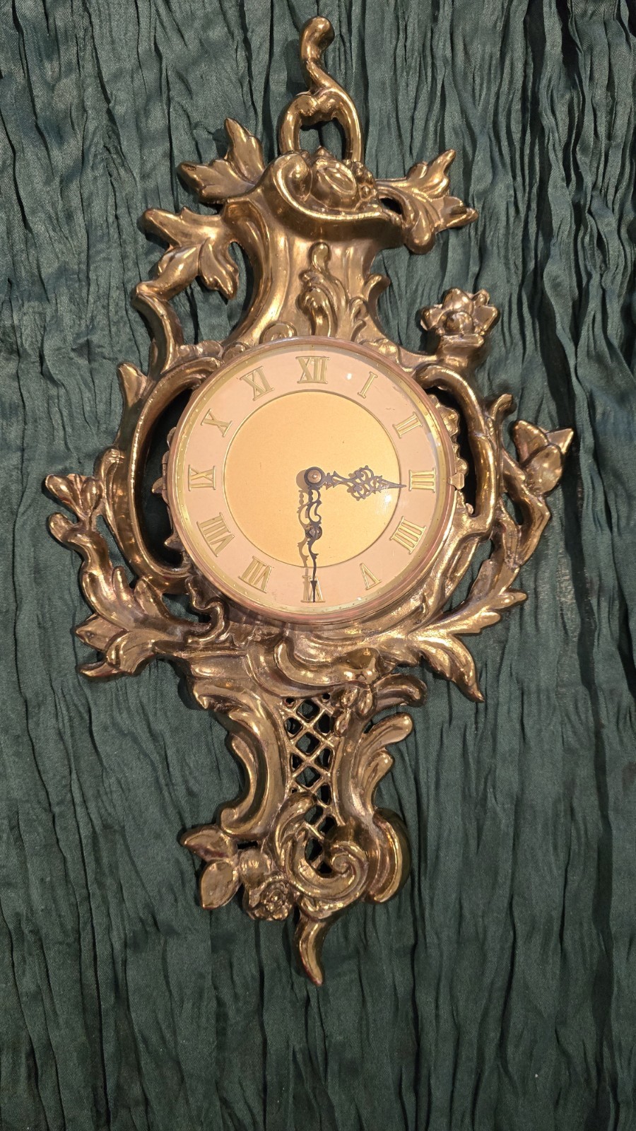 Early XX Century French Louis Rococo Style Gilt Brass Wall Mounted Cartel Clock
