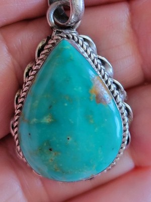 Vintage Bisbee/Royston? Sterling Teardrop Pendant  Double Lasso & Twist Frame