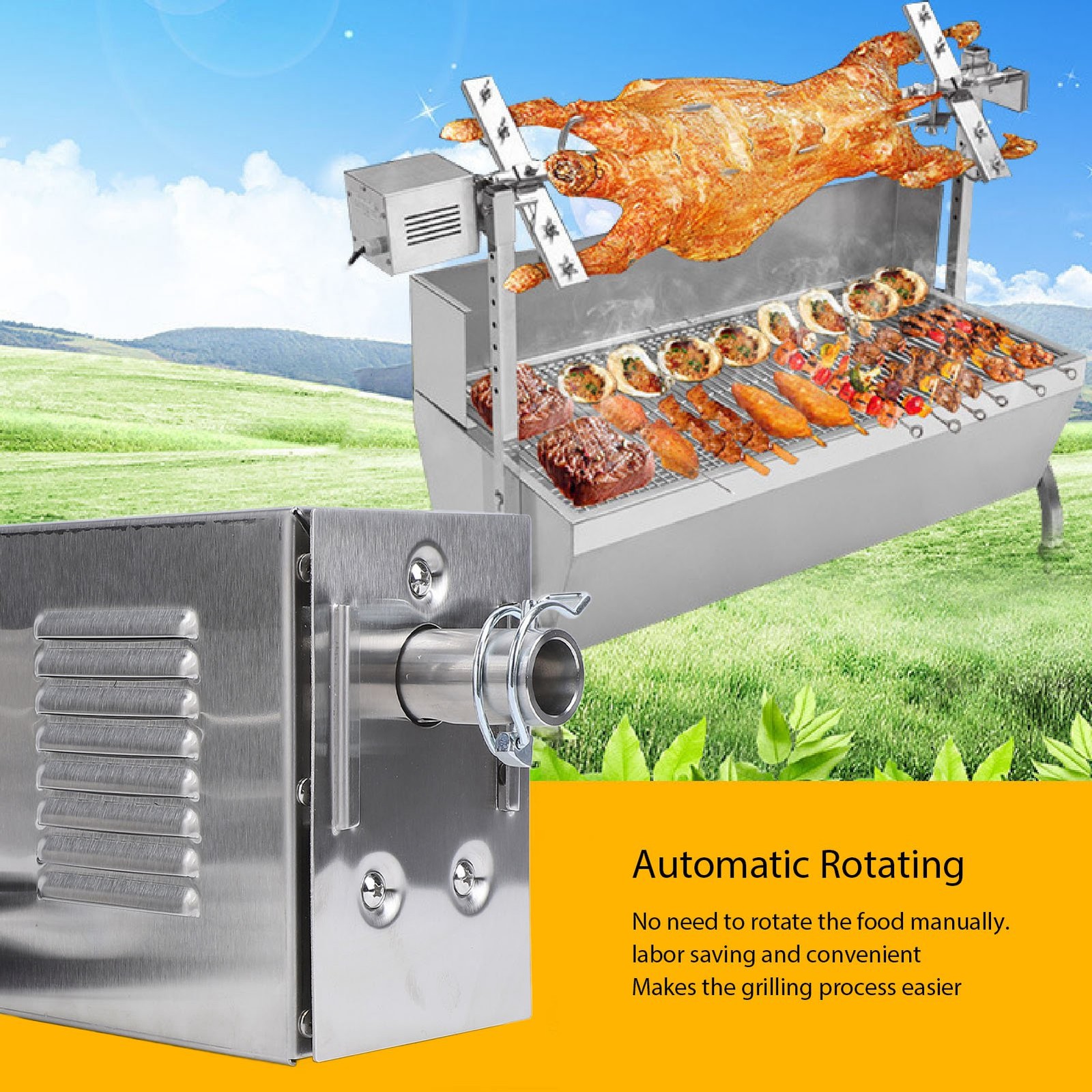 45W Electric BBQ Rotisserie Stainless Steel Replacement Grill Rotisserie Motor