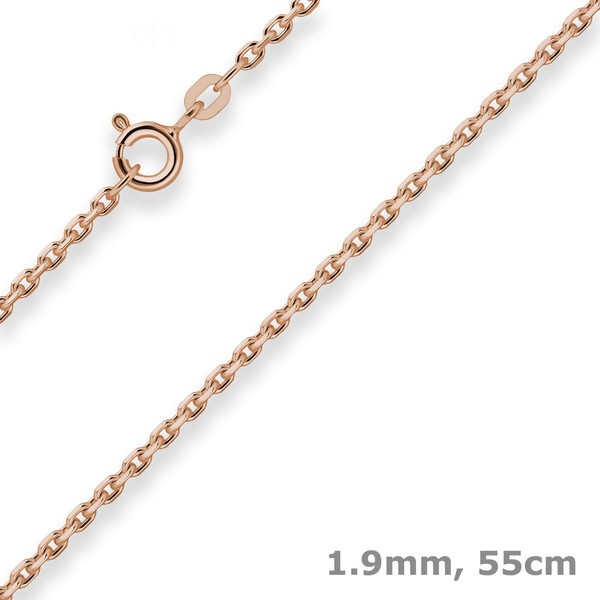 1,9Mm Ankerkette Diamantiert Kette Collier Halskette Aus 585 Gold Rotgold 55Cm-image