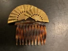 MIRIAM HASKELL  Vtg Faux Tortoise Shell & Goldtone Asian Fans Hair Comb France