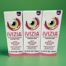 3 Pack Ivizia Sterile Lubricant Eye Drops For Dry Eyes 10ml X3 Exp 27