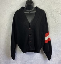 Vintage Dehen Knitting Co Varsity Cardigan Sweater Women s Made In USA L