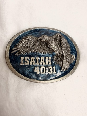 #ad Vintage American Eagle Western Belt Buckle Scripture Isaiah 40:31 $20.00