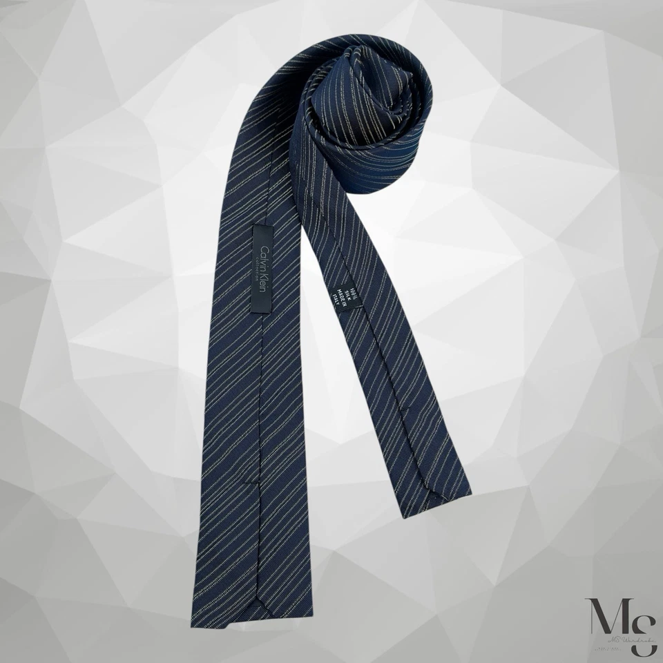 CALVIN KLEIN Collection Gray Striped Silk Square End Tie Italy 60”- 3.2" EX CD - Image 2 of 4