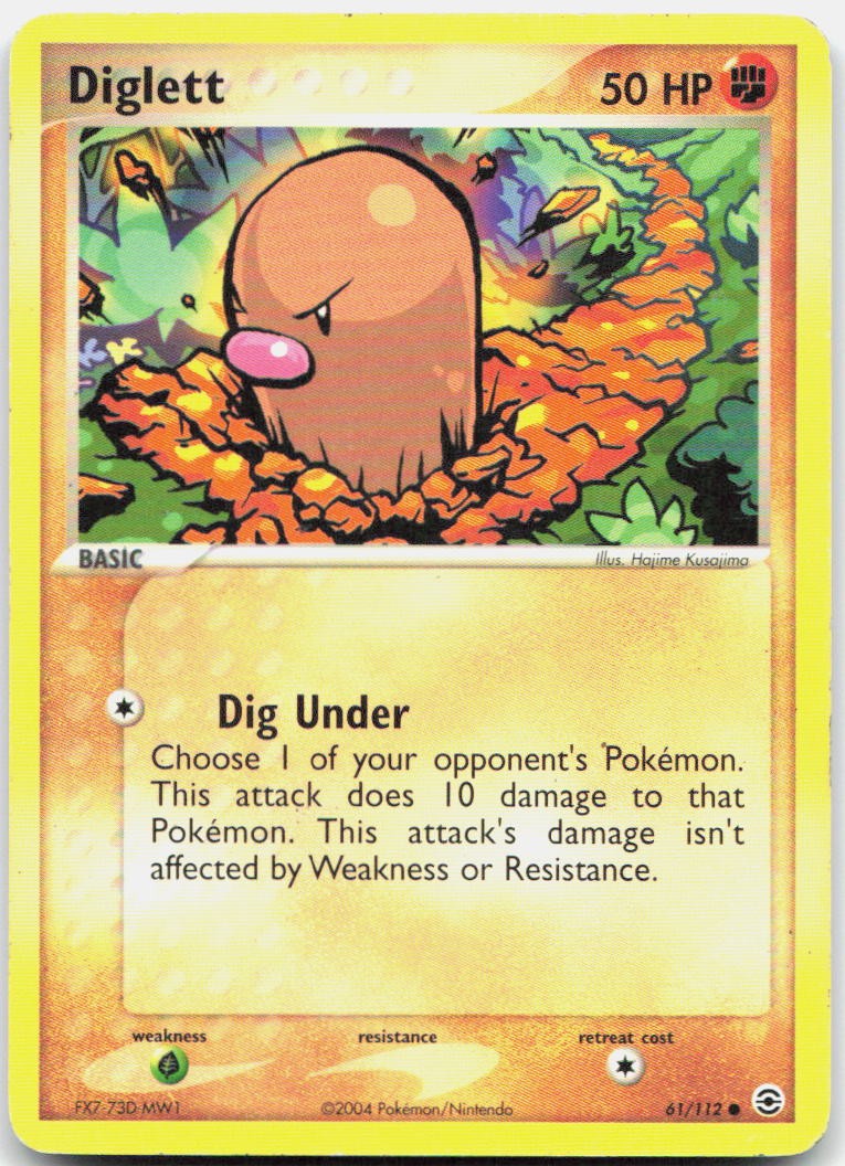 Diglett 61/112 Common FireRed & LeafGreen Pokemon Moderately Played